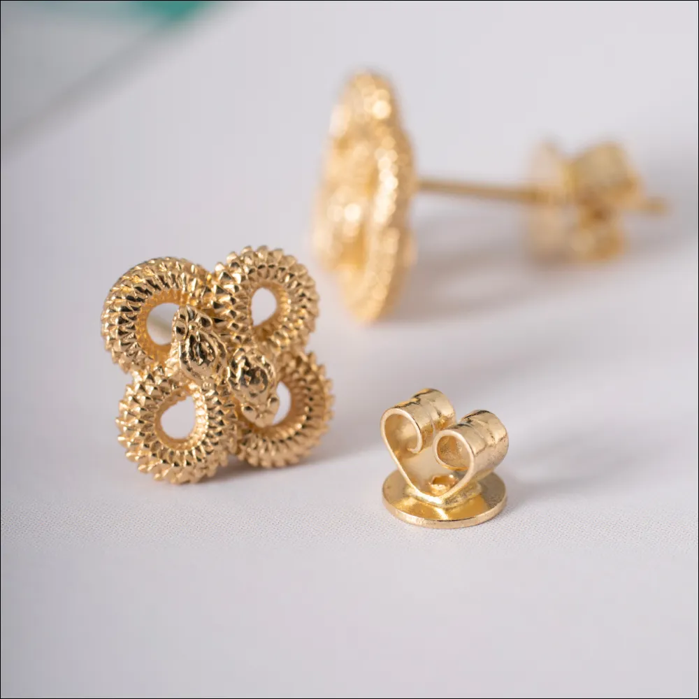Double Snake Stud Earrings - Image 6