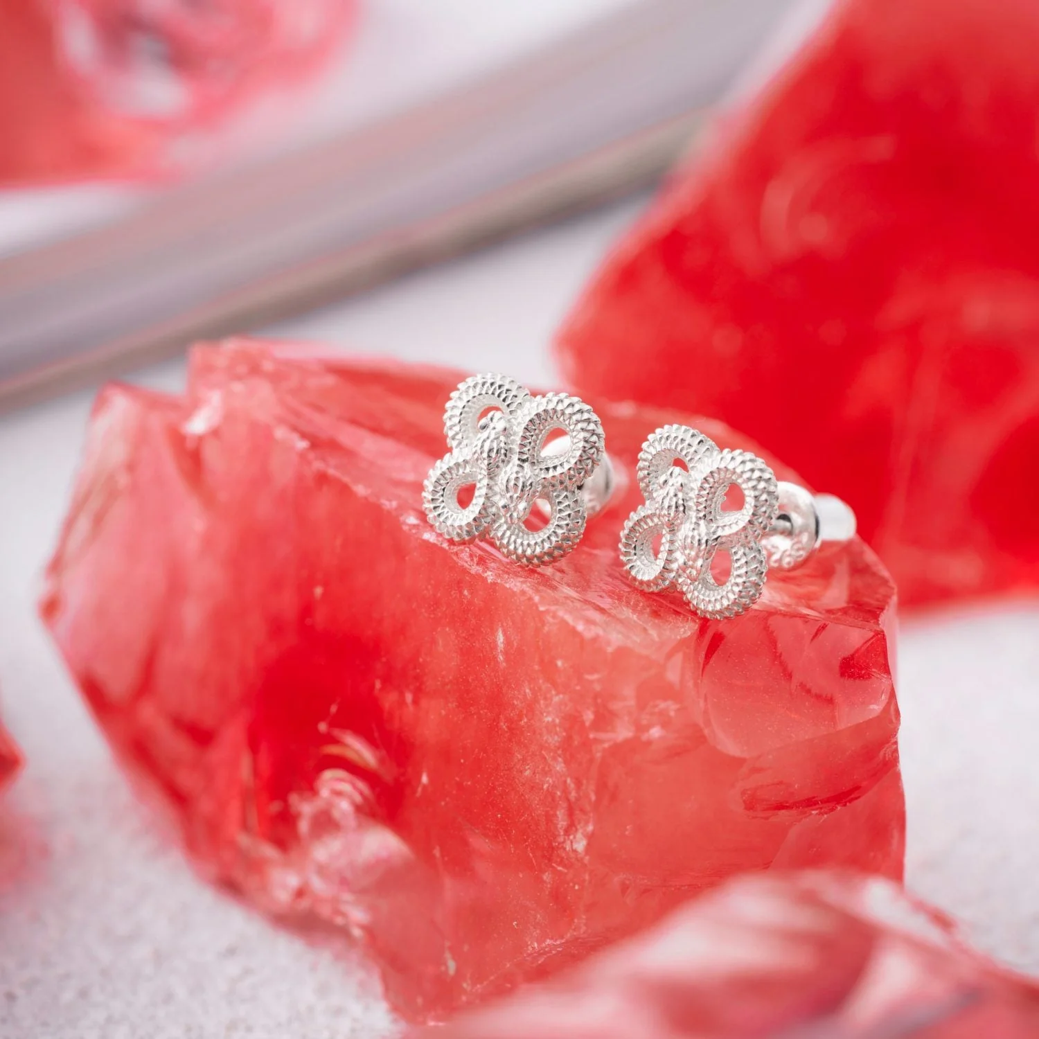 Double Snake Stud Earrings - Image 8