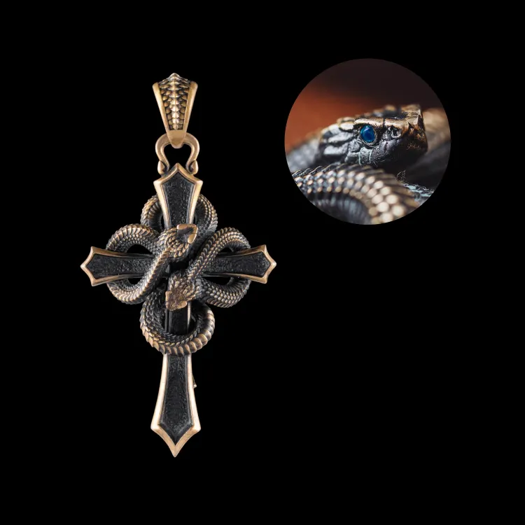 Double Snake Cross Pendant - Image 11
