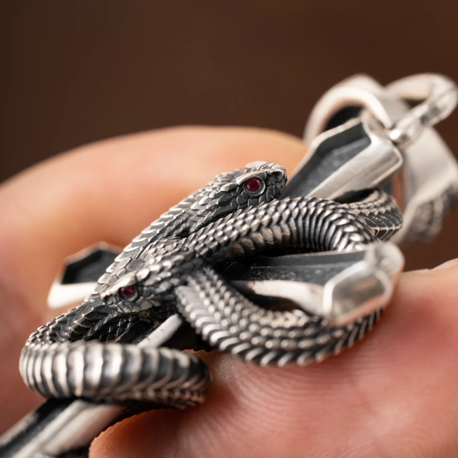 Double Snake Cross Pendant - Image 4