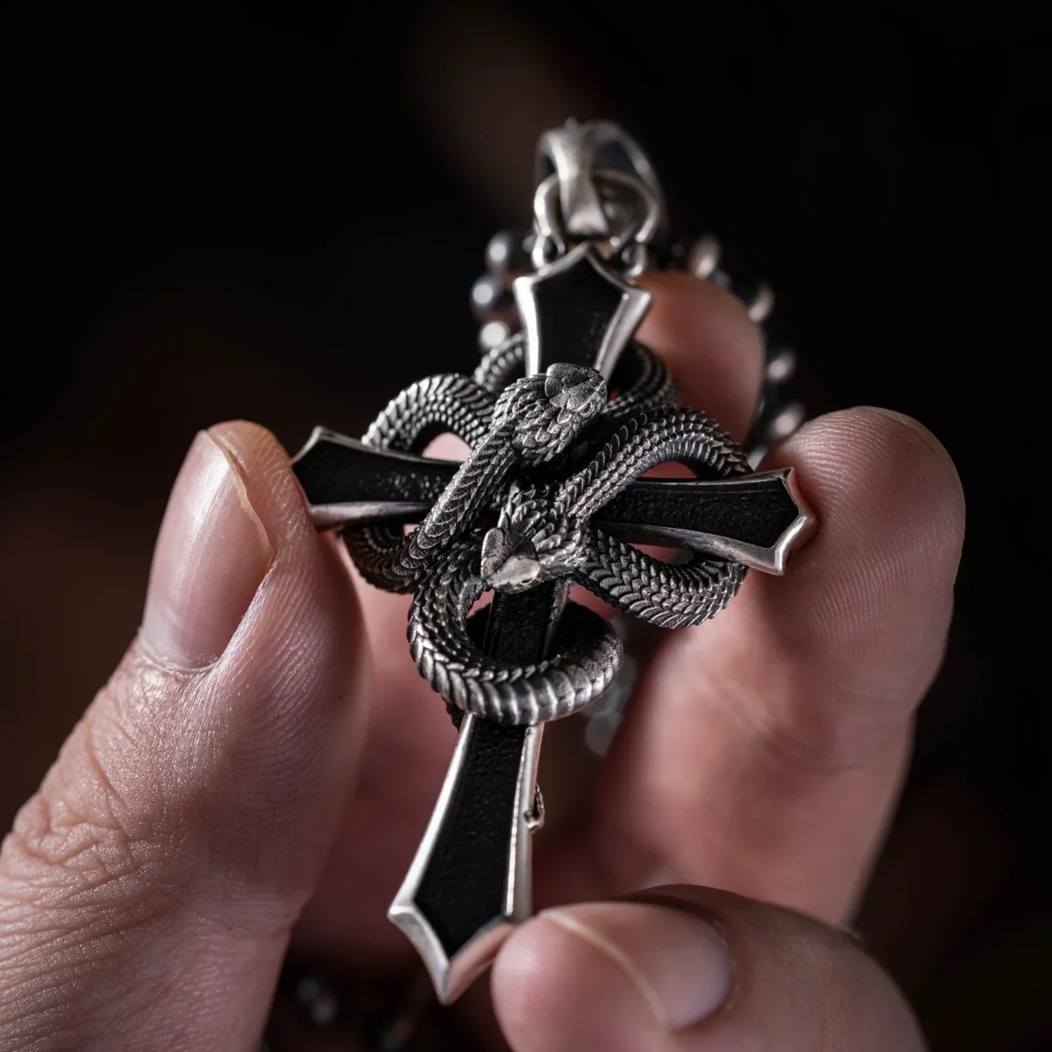 Double Snake Cross Pendant - Image 6