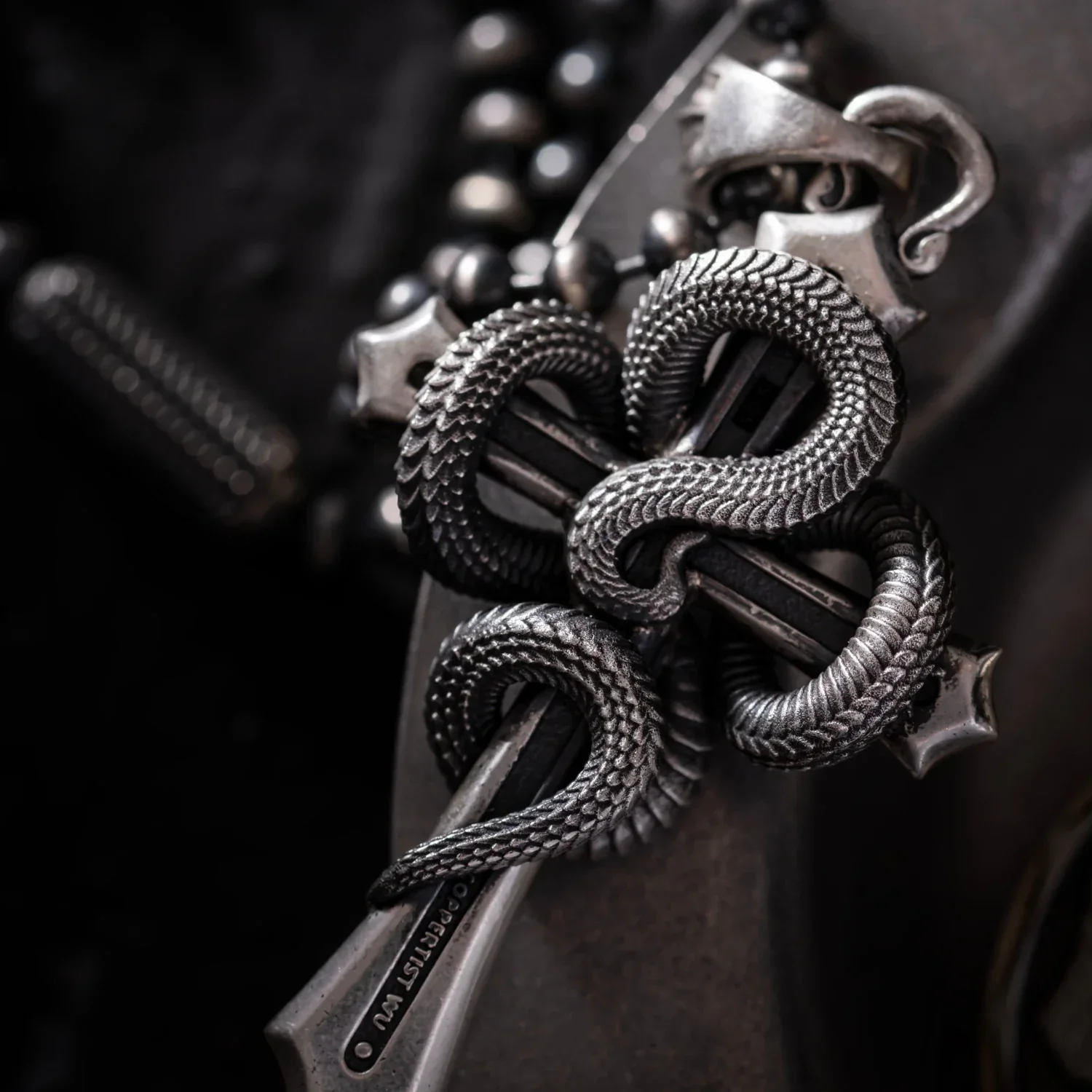 Double Snake Cross Pendant - Image 8
