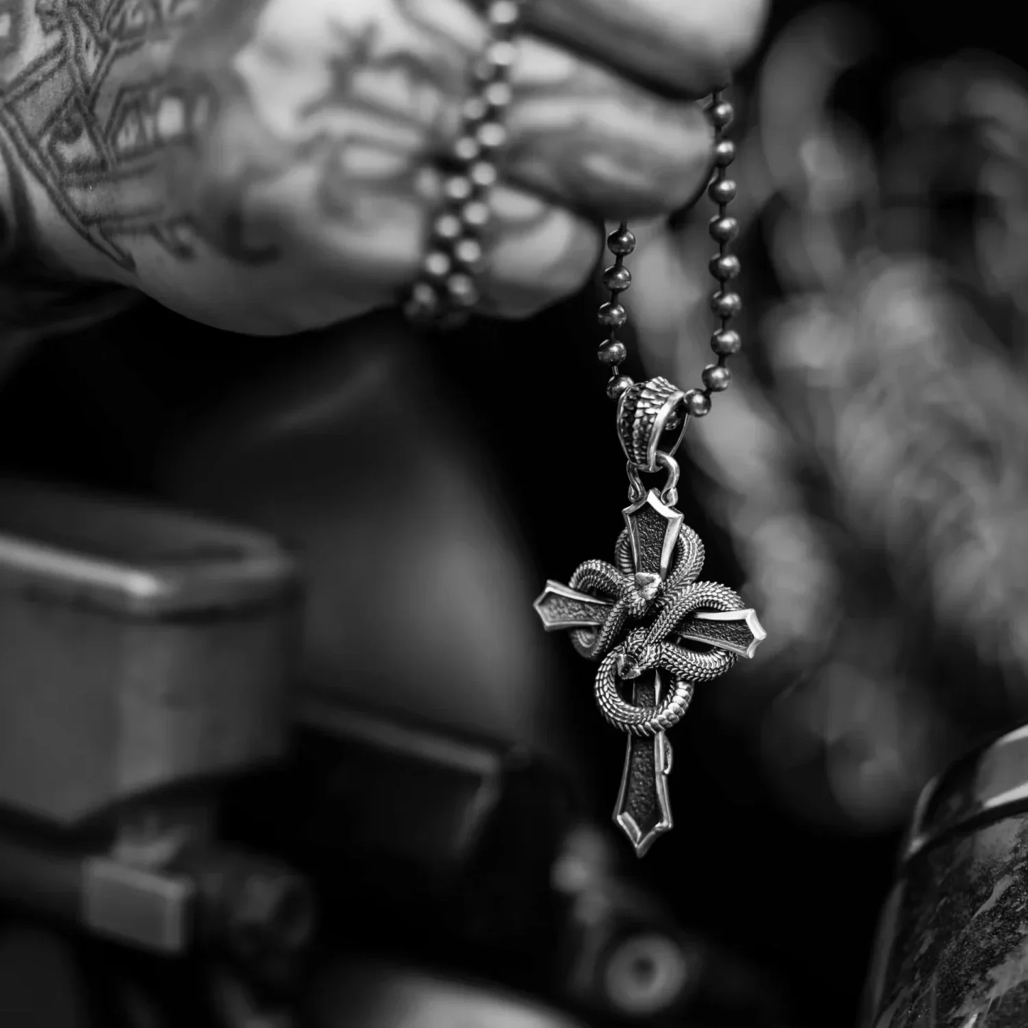 Double Snake Cross Pendant - Image 9