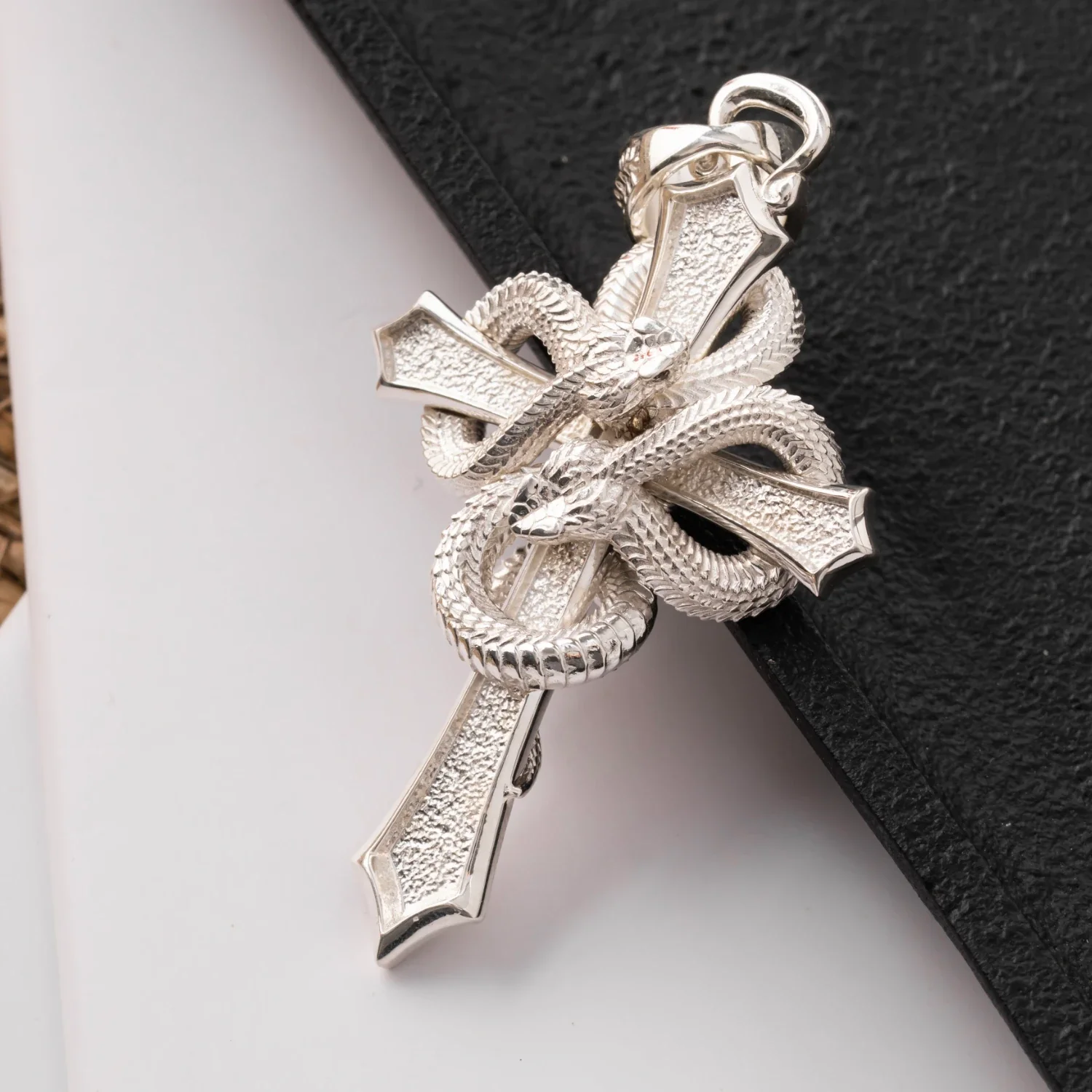 Double Snake Cross Pendant - Image 5