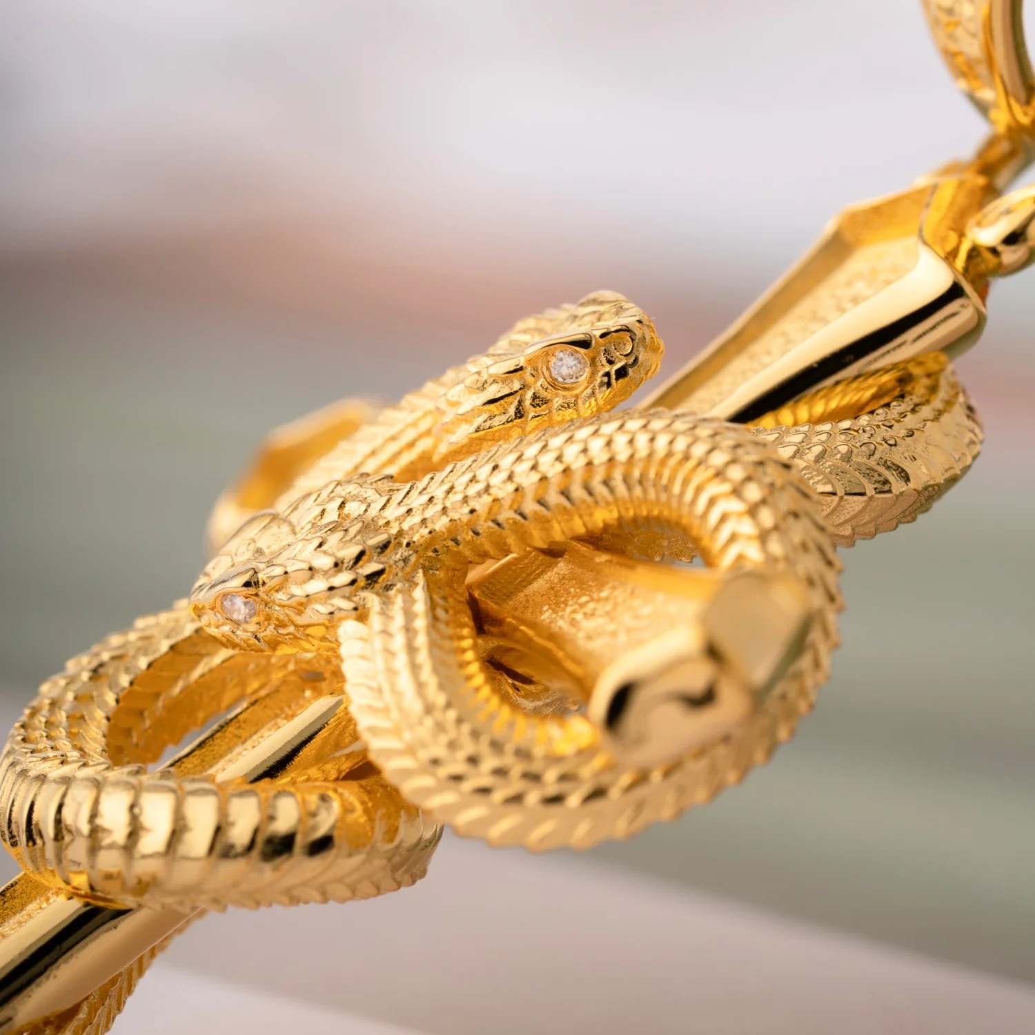 Double Snake Cross Pendant - Image 5