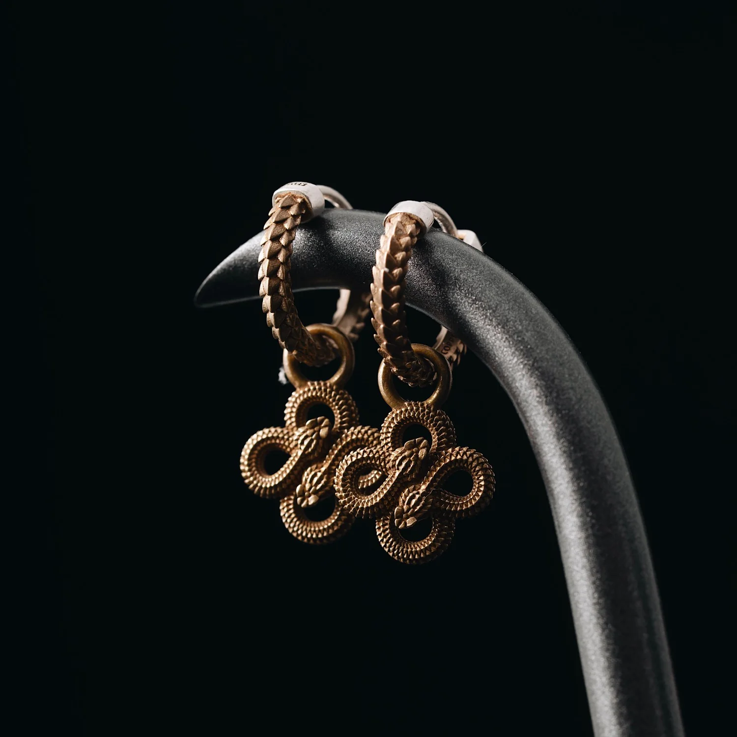 Double Snake Hoop Charm Earrings - Image 9