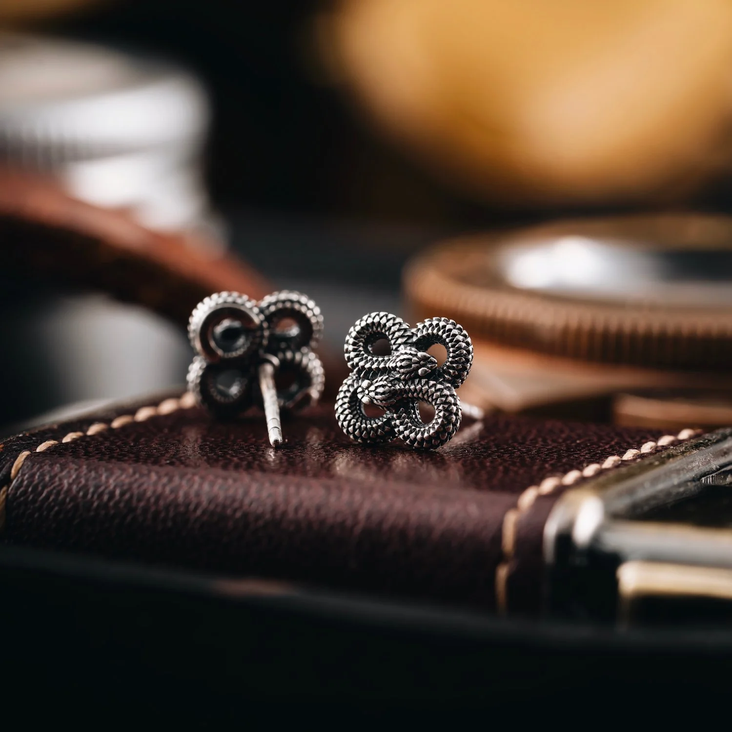 Double Snake Stud Earrings - Image 8