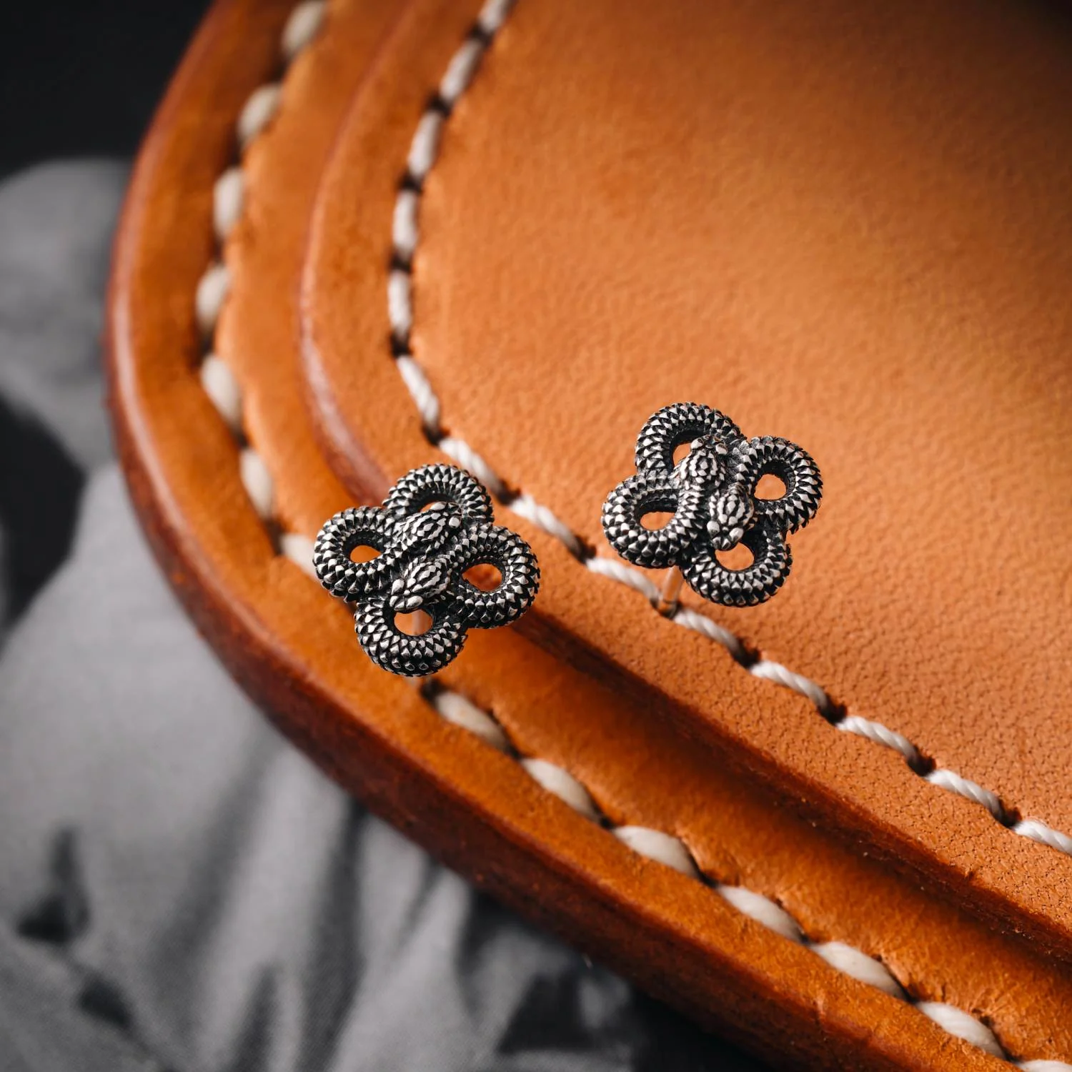 Double Snake Stud Earrings - Image 9