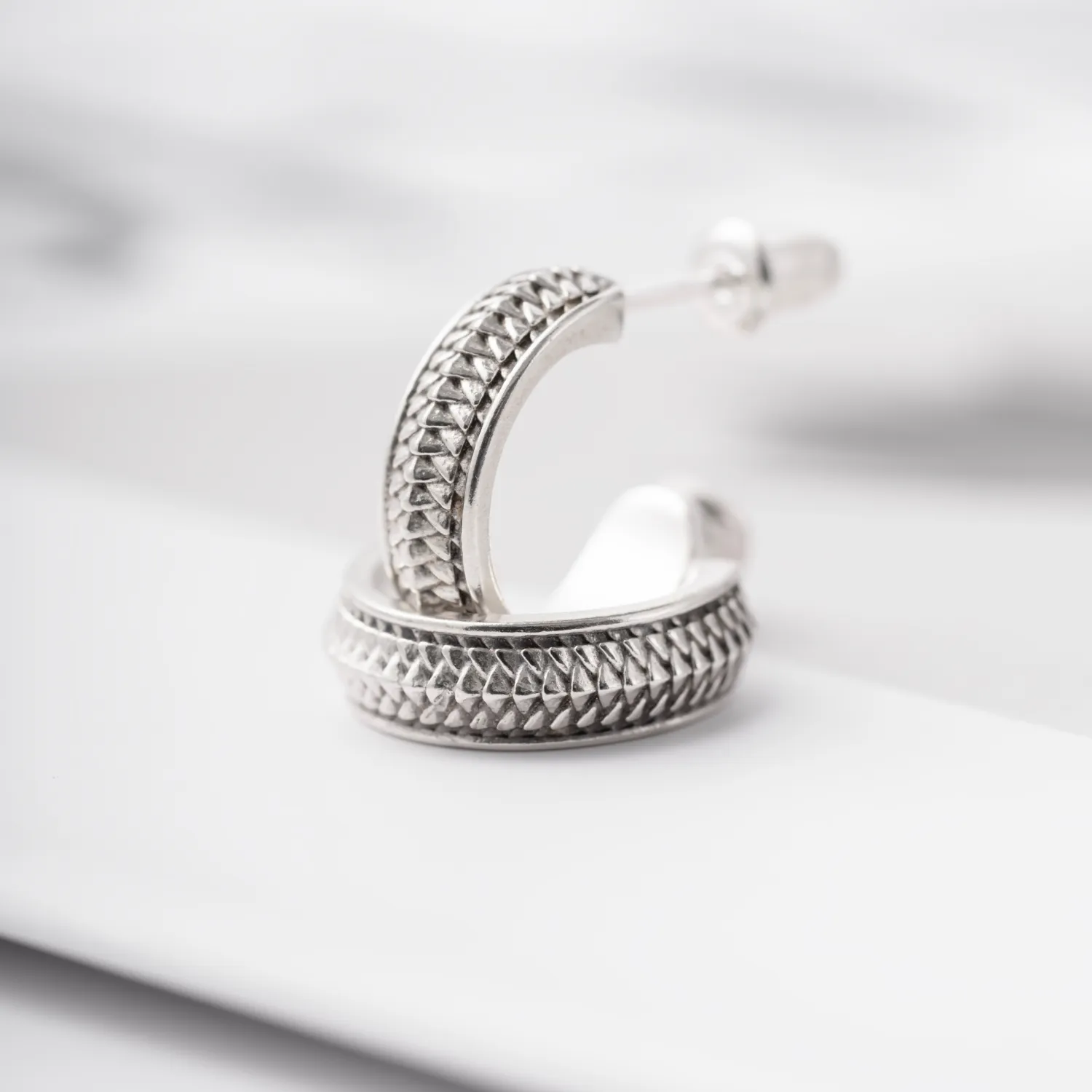 Snake Scale Stud Earrings - Image 4