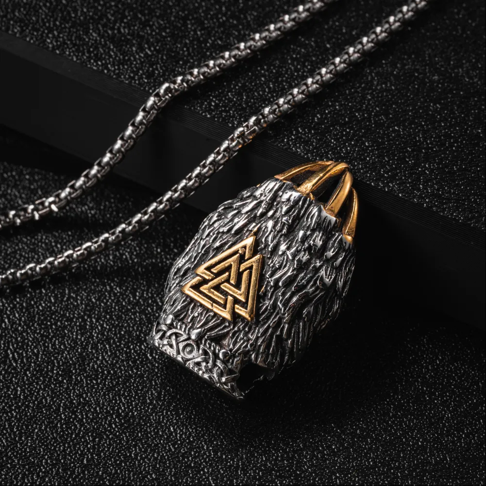 Valknut Bear Claw Pendant - Image 3